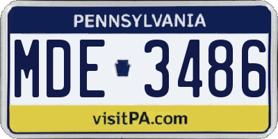 PA license plate MDE3486