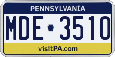PA license plate MDE3510