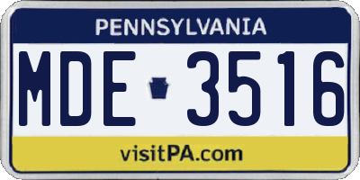 PA license plate MDE3516