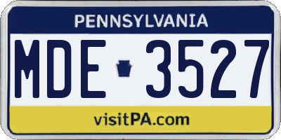 PA license plate MDE3527