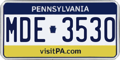 PA license plate MDE3530