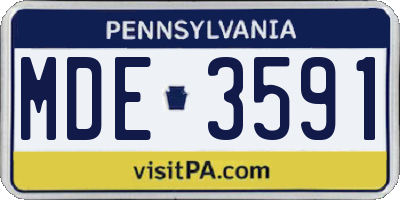 PA license plate MDE3591