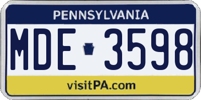 PA license plate MDE3598