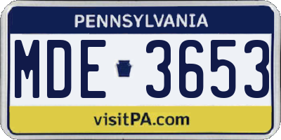 PA license plate MDE3653