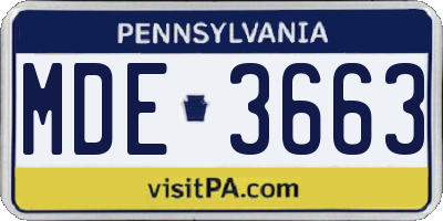 PA license plate MDE3663