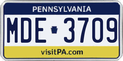 PA license plate MDE3709
