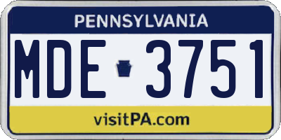 PA license plate MDE3751