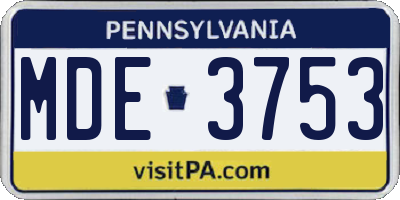 PA license plate MDE3753
