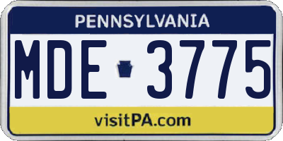 PA license plate MDE3775