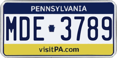 PA license plate MDE3789