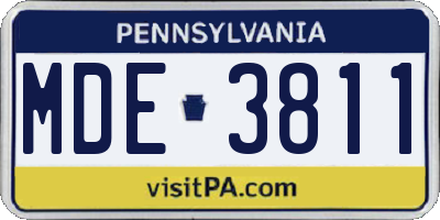 PA license plate MDE3811