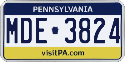 PA license plate MDE3824