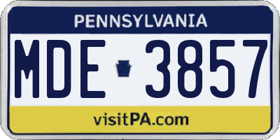 PA license plate MDE3857