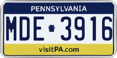 PA license plate MDE3916