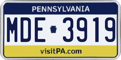 PA license plate MDE3919