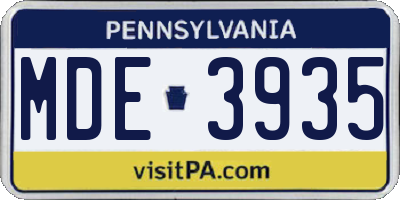 PA license plate MDE3935