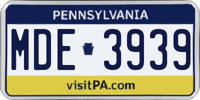 PA license plate MDE3939