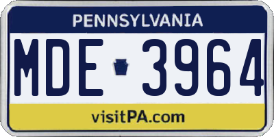 PA license plate MDE3964