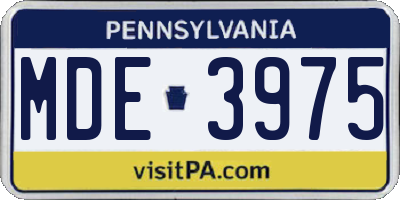 PA license plate MDE3975