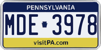 PA license plate MDE3978