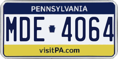 PA license plate MDE4064