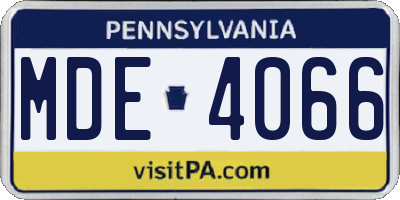 PA license plate MDE4066