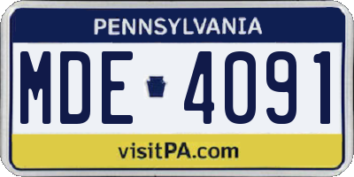 PA license plate MDE4091