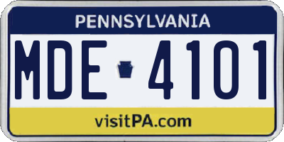 PA license plate MDE4101