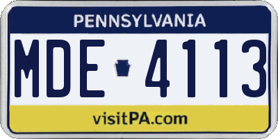 PA license plate MDE4113