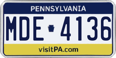 PA license plate MDE4136