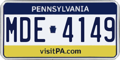PA license plate MDE4149