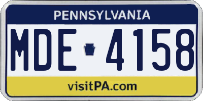 PA license plate MDE4158
