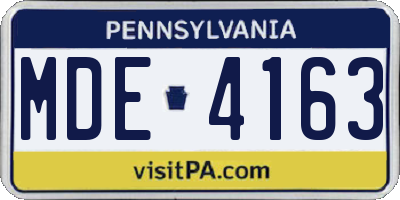 PA license plate MDE4163
