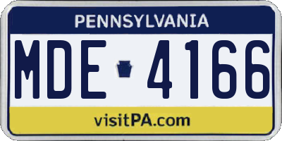 PA license plate MDE4166