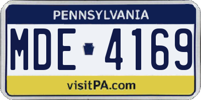 PA license plate MDE4169