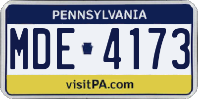 PA license plate MDE4173