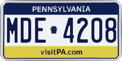 PA license plate MDE4208