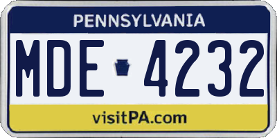 PA license plate MDE4232