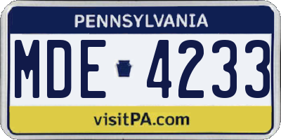 PA license plate MDE4233