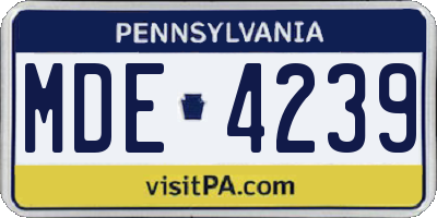 PA license plate MDE4239