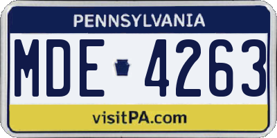 PA license plate MDE4263
