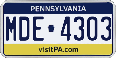 PA license plate MDE4303