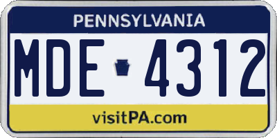 PA license plate MDE4312