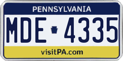 PA license plate MDE4335