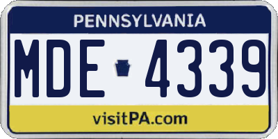 PA license plate MDE4339
