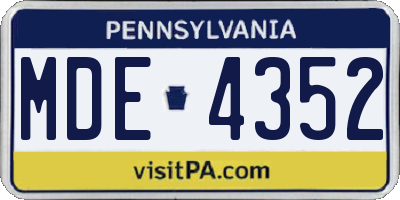 PA license plate MDE4352