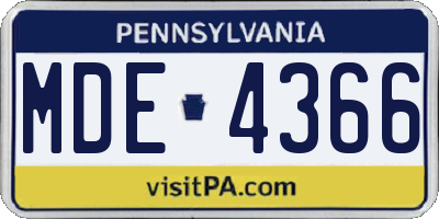 PA license plate MDE4366