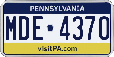 PA license plate MDE4370
