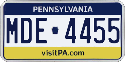 PA license plate MDE4455
