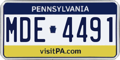 PA license plate MDE4491